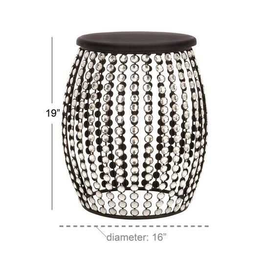 Black Iron and Wood Glam Accent Table, 19" x 16" x 16"